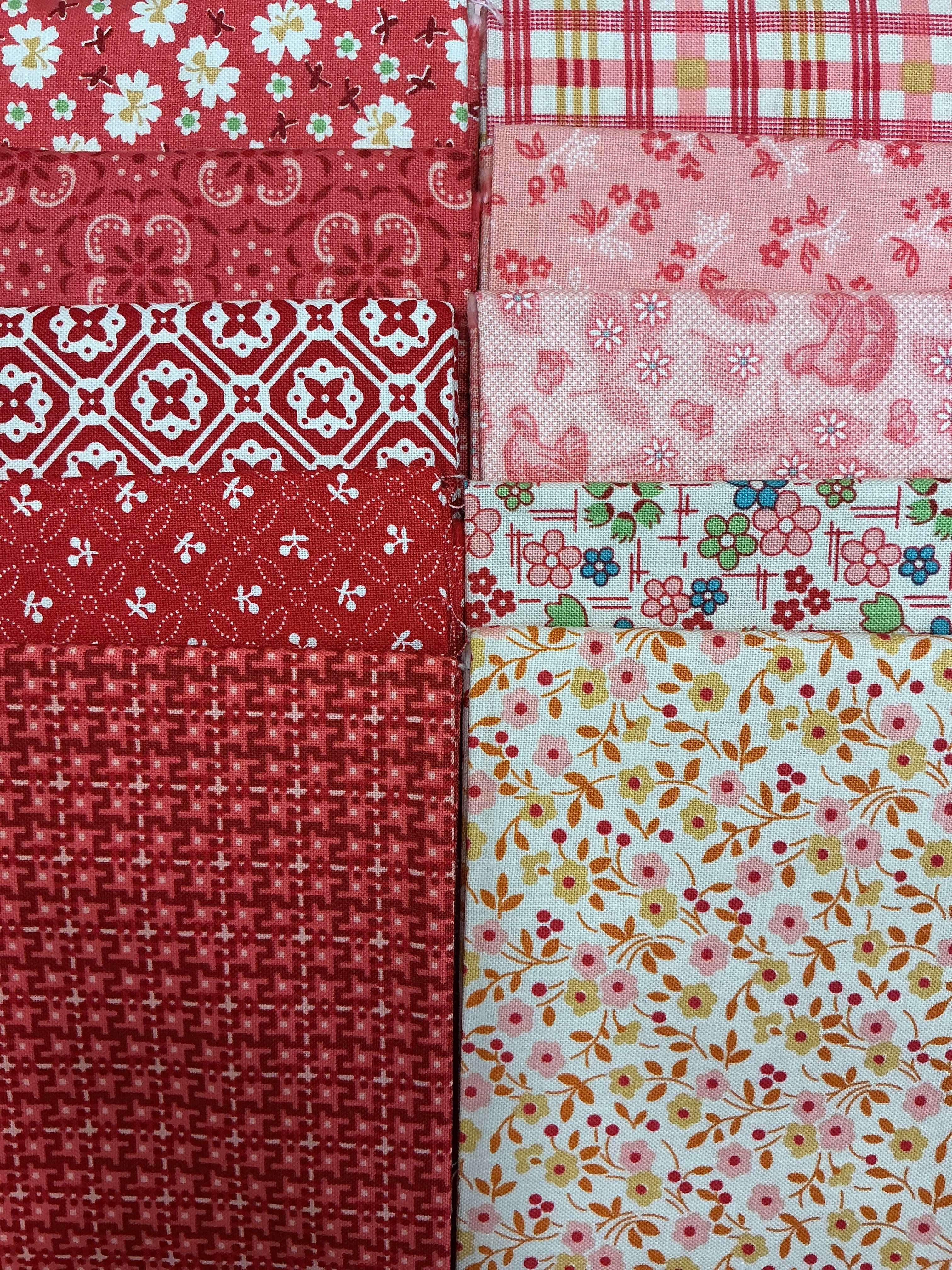 Lori Holt Farmers Daughter quarter yard fabric bundle with 10 reds and pinks colors