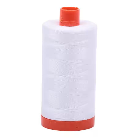 Aurifil 50wt Cotton Thread spool in white for quilting and sewing projects