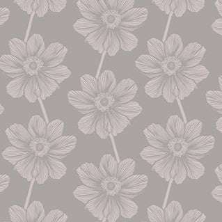 Indelible Soft Hazey Anemone fabric with hand-drawn floral pattern in watercolor neutrals by Anna Maria Textiles