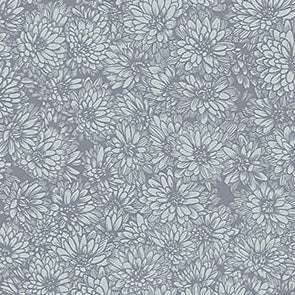 Indelible Soft Stone Mums fabric by Anna Maria Textiles gray floral pattern half yard increments