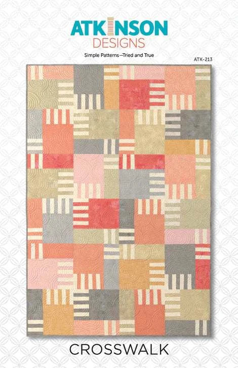 Crosswalk quilt pattern by Atkinson Design featuring a modern fat quarter friendly design in warm tones