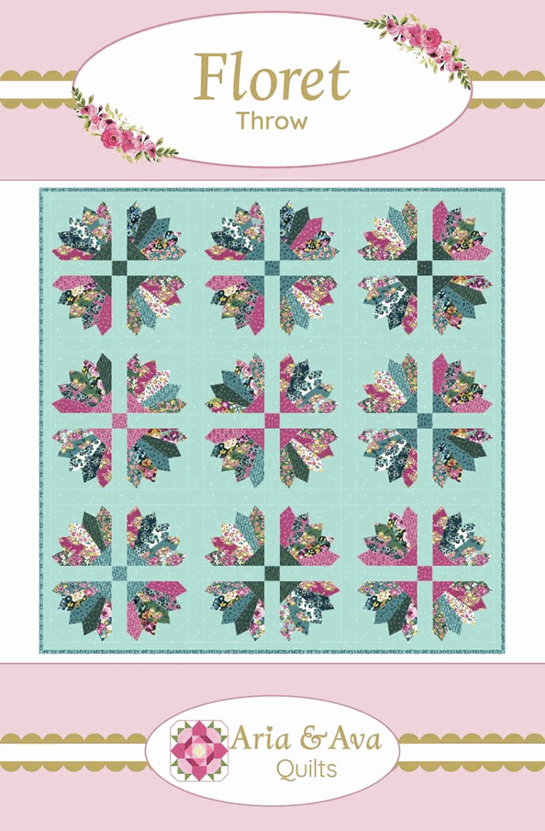Floral themed Floret Pattern quilt design by Aria & Ava Quilts