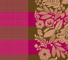 Perennial Borders Festival Wideback fabric in coffee by Anna Maria Parry, floral and stripe pattern, 108" wideback