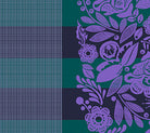 Perennial Borders Festival Wideback fabric in Ocean by Anna Maria Parry, floral and striped patterns, 108" wideback textile