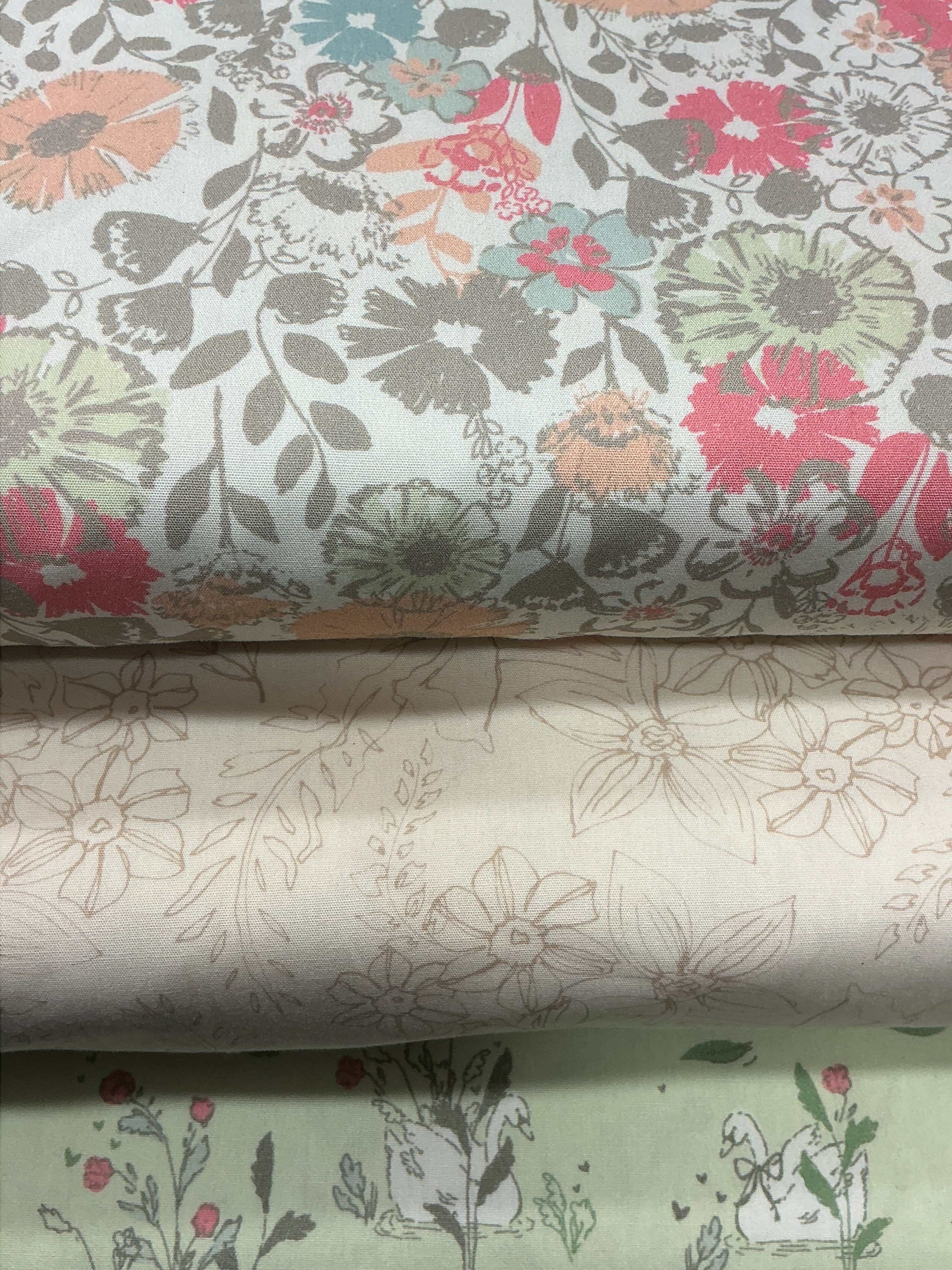 Three coordinating fabrics in a 3 Yard Quilt Bundle from Bella Rose Quilts for quilting and sewing projects