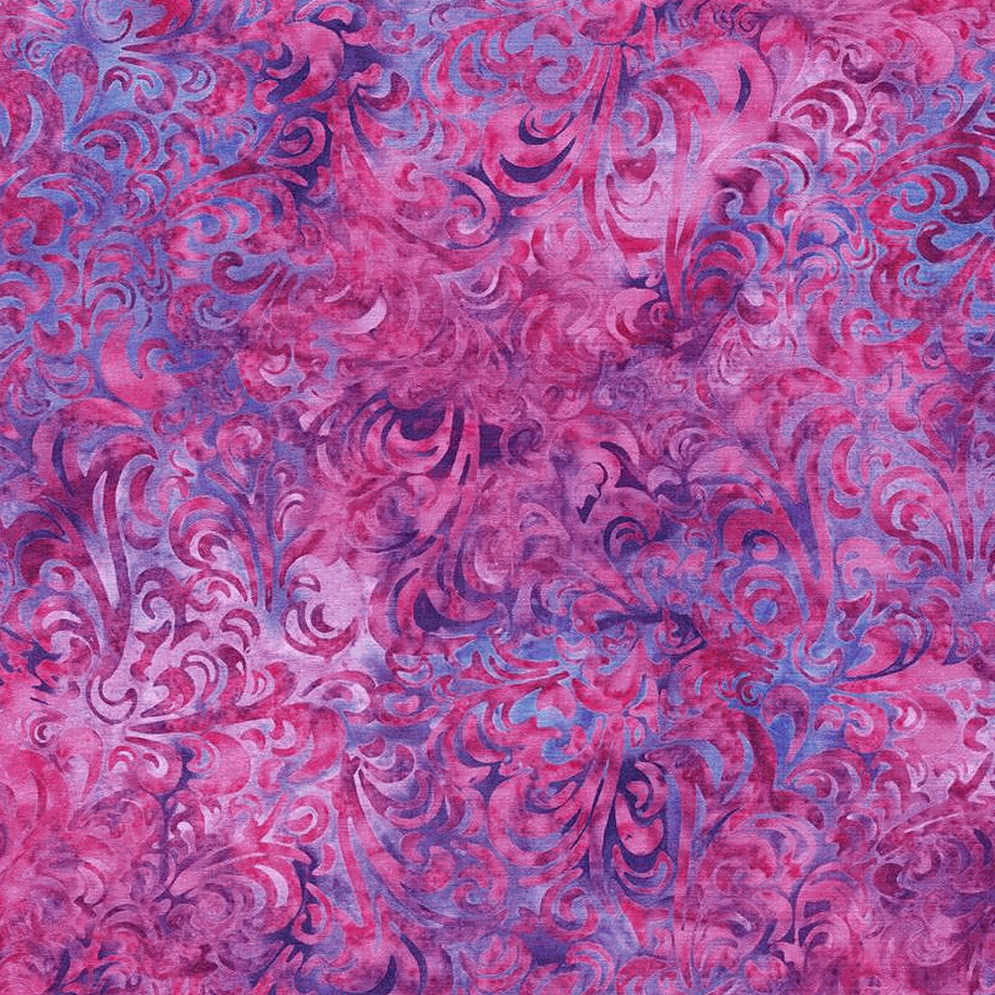 Expressions Batiks Elementals Twirl & Swirl Lollipop fabric in vibrant pink and purple multicolor swirl design by Riley Blake Designs