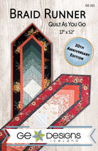 Braid Runner Table Runner quilted with 3D effect and fast quilt-as-you-go method, measuring 17 by 52 inches