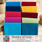 Bright Shades of Gray Windmill Block Bundle with 10 colorful fat quarter fabrics for quilting