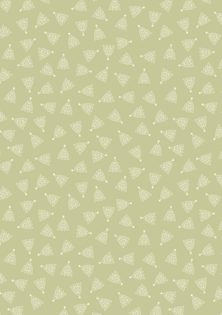 Celtic Christmas fabric with Celtic trees on festive sage background by Lewis & Irene