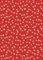 Celtic Christmas fabric with thistledown pattern on red by Lewis & Irene featuring Highland cows and festive holly