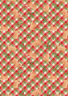 Celtic Christmas fabric with Highland cows, holly, and gingham pattern by Lewis & Irene
