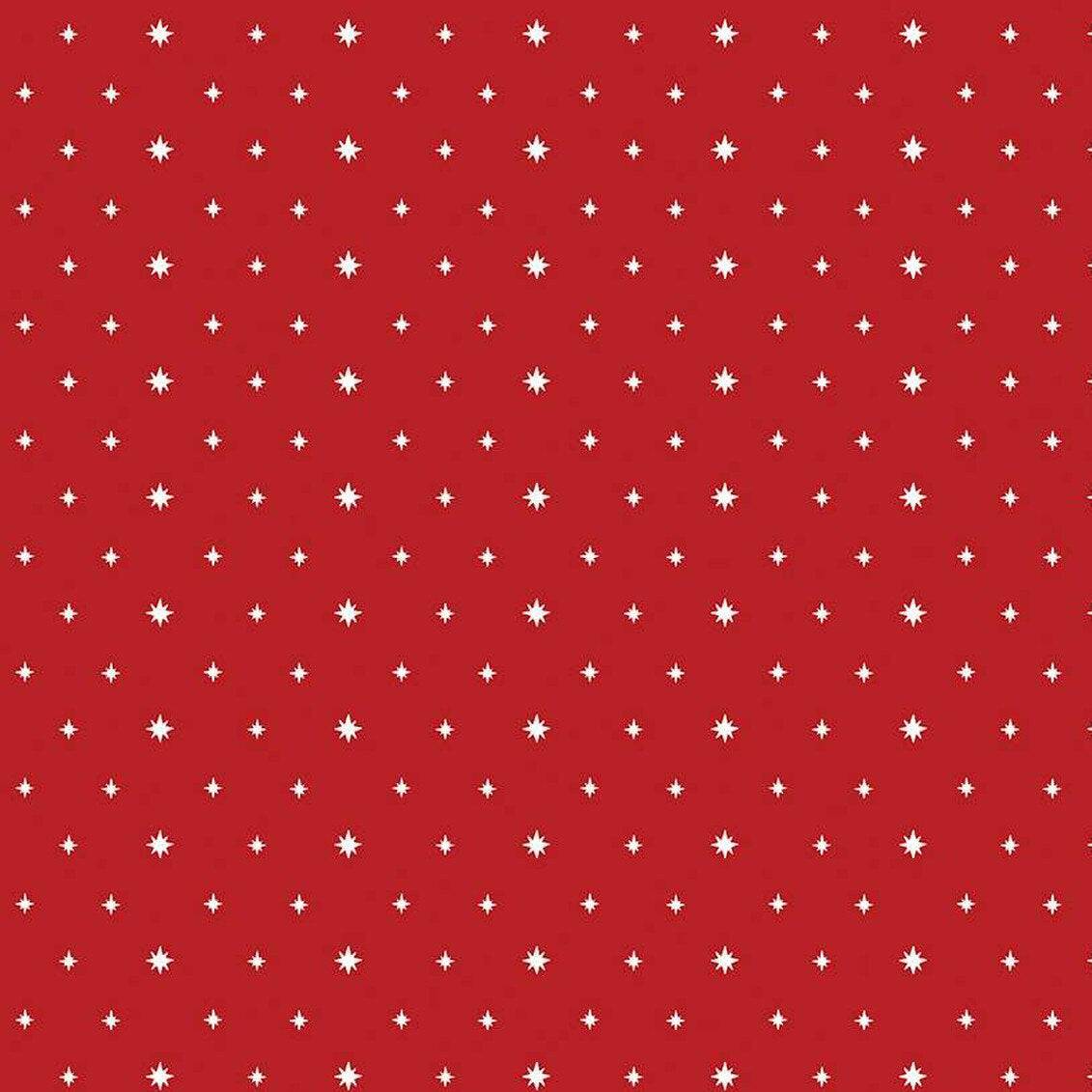 Charming Christmas Stars red fabric with white star pattern by Kelsey Carlson for Riley Blake Designs
