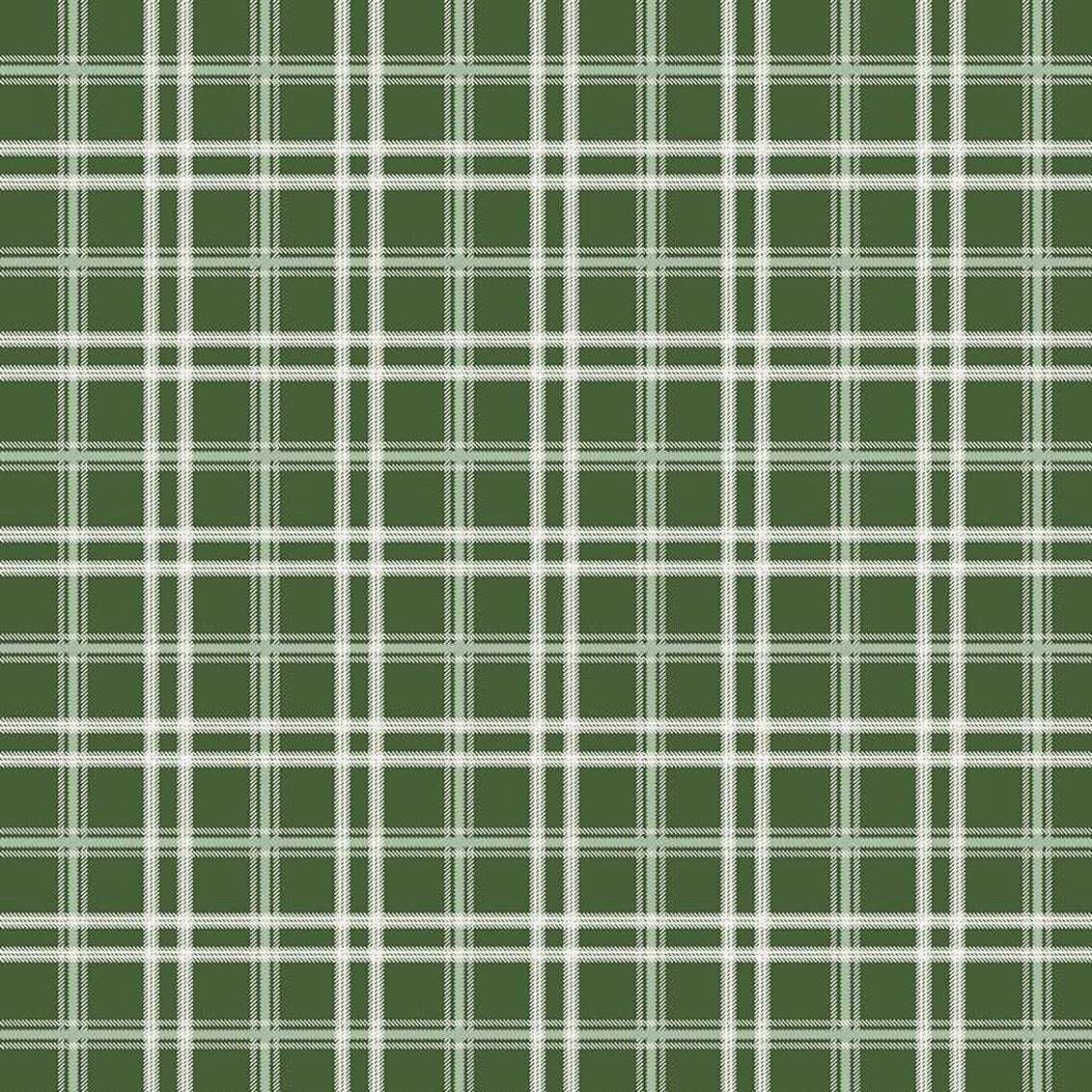 Mistletoe & Holly green plaid fabric by Beverly McCullough for Riley Blake Designs