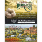 Batting Reference Card showing Hobbs batting samples and styles for quilting projects