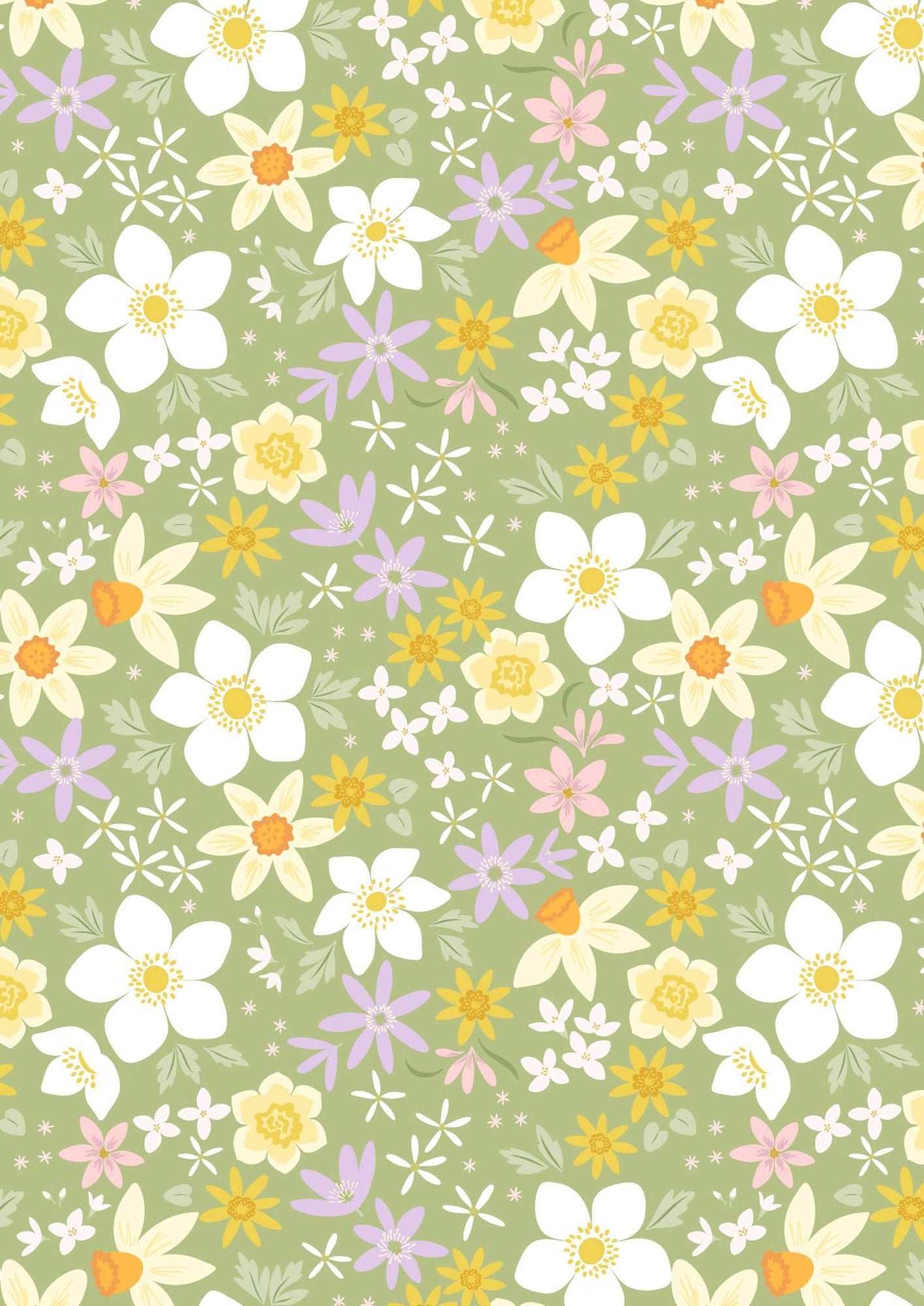 Spring green floral fabric pattern Joys of Spring by Cassandra Connolly for Lewis & Irene