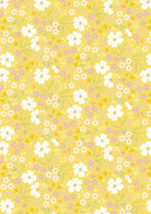 Joys of Spring yellow fabric with white and pastel floral pattern by Cassandra Connolly