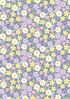 Dear Spring Primrose Prairie Dusky Dark Blue fabric pattern by Cassandra Connolly for Lewis & Irene, sold in half-yard increments