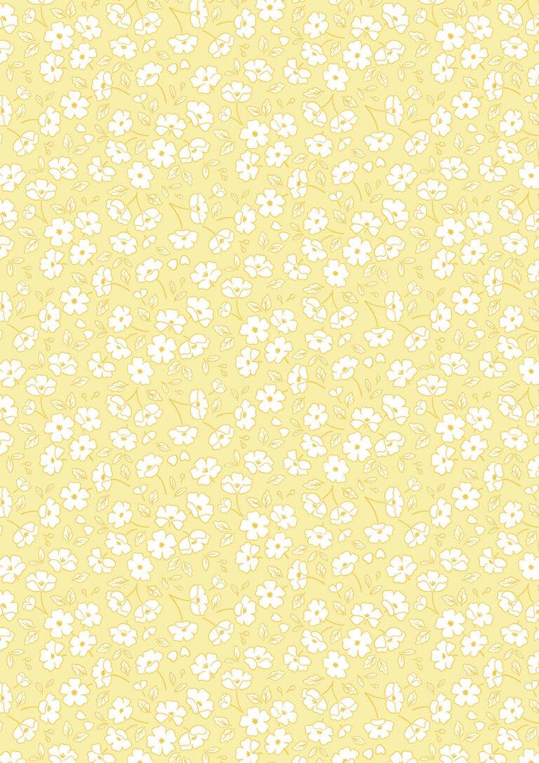 Dear Spring Blossom fabric pattern light yellow floral design by Cassandra Connolly for Lewis & Irene Fabrics