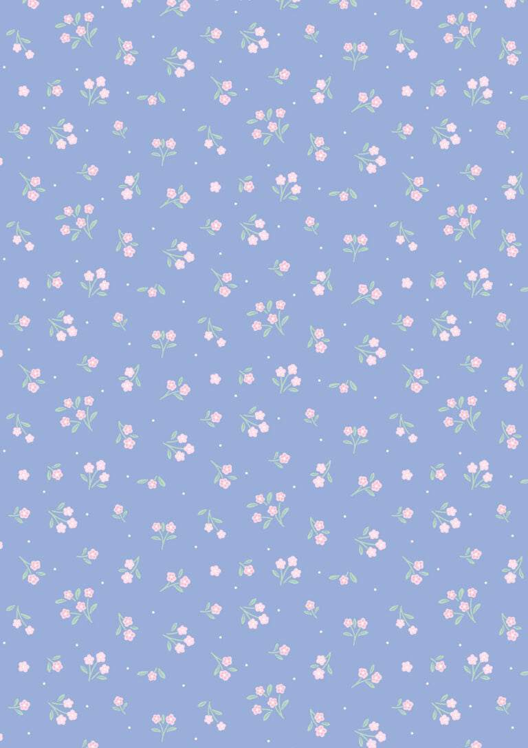 Dear Spring Ditsy Dance Dusky Mid Blue fabric by Cassandra Connolly for Lewis & Irene, sold in half-yard increments