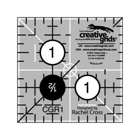 Creative Grids Quilt Ruler 1.5 inch square acrylic with non-slip grip and precision markings for quilting and crafting