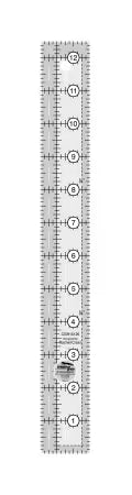 Creative Grids Quilt Ruler 1-1/2in x 12-1/2in rectangle with non-slip grip and clear black and white markings