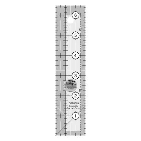 Creative Grids Quilt Ruler 1.5x6.5 inch acrylic rectangle with non-slip grip and precision markings for quilting and sewing