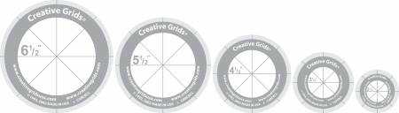 Creative Grids Quilt Ruler Circles set with five gripped disc templates for precise fabric cutting