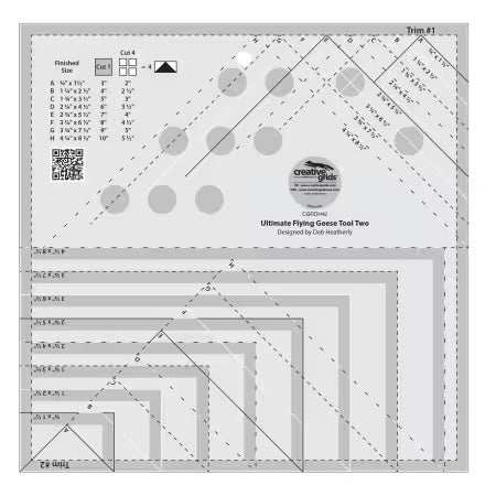 Creative Grids Ultimate Flying Geese Tool acrylic ruler with non-slip grip for quilting and sewing projects