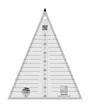 Creative Grids Quilt Ruler Spider Web 45 degree acrylic quilting ruler with non-slip grip and black white markings for precise cutting