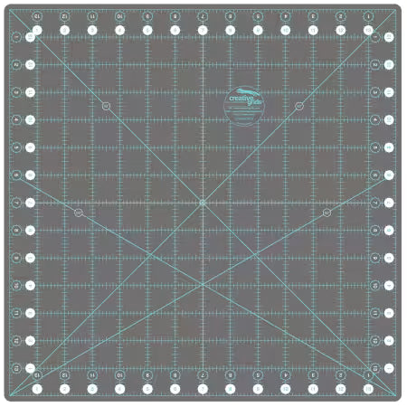 Creative Grids Self-Healing 14x14 inch rotating rotary cutting mat with 1-inch grid and angled lines