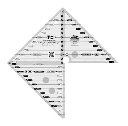 Creative Grids Quilt Ruler 6in Flying Geese and 45 90 Degree Triangle acrylic quilting ruler with non-slip grip and precision markings