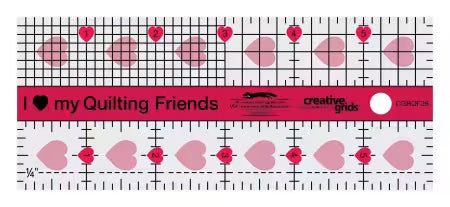 Creative Grids I Love My Quilt Friends Mini Quilt Ruler 2.5x6 inches with non-slip grip and precise quilting measurements
