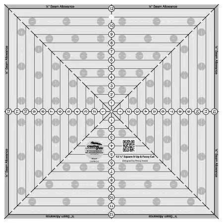 Creative Grids Quilt Ruler 12-1/2in Square transparent acrylic with non-slip grip and precise markings for quilting and fussy cutting
