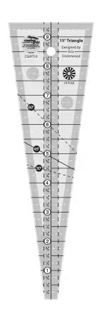 Creative Grids Quilt Ruler 15 Degree Triangle with non-slip grip and precise markings for quilting and sewing projects