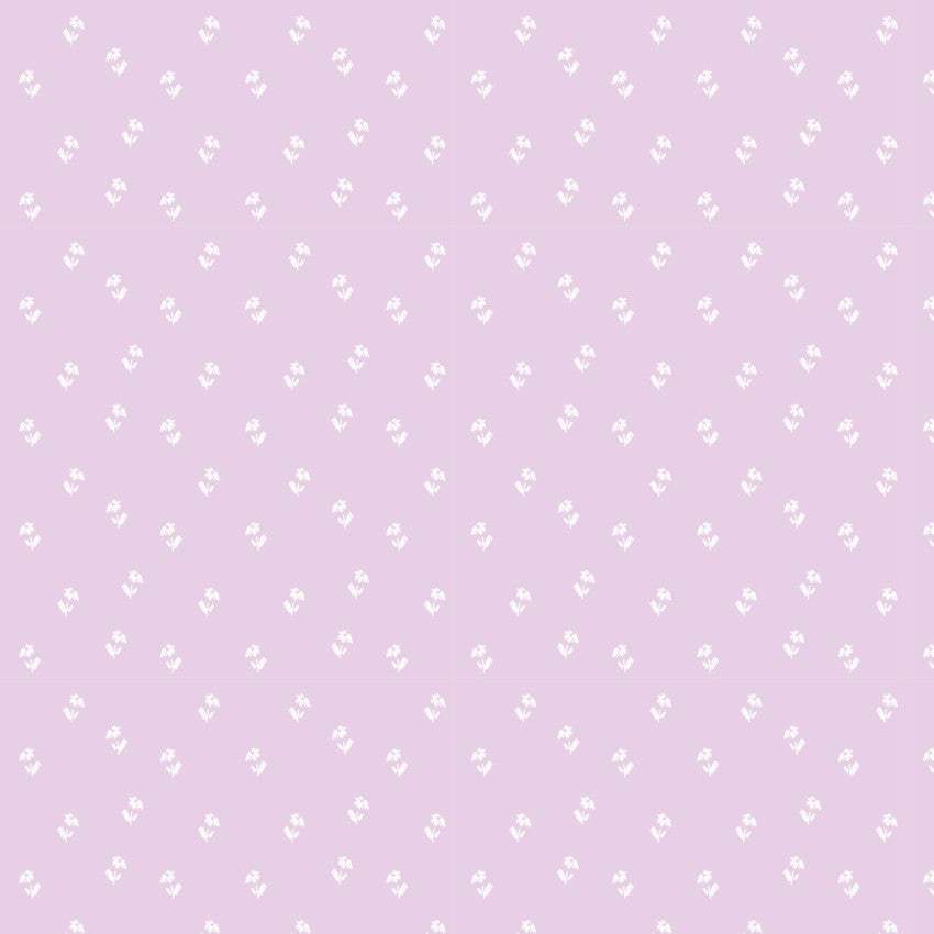 Bunny Blossoms Daisy Toss fabric in purple with small white daisy patterns by Dominika Godette for Cloud9 Fabrics