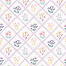 Bunny Blossoms floral diamonds fabric with colorful spring flowers pattern by Dominika Godette