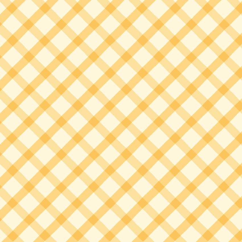 Bunny Blossoms Springy Plaid Yellow fabric by Dominika Godette for Cloud9 Fabrics with yellow plaid pattern.