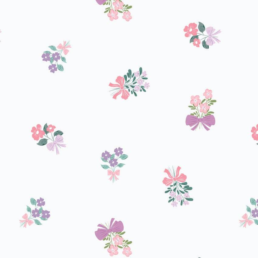Bunny Blossoms Tossed Bouquets fabric with pastel floral bouquets by Dominika Godette for Cloud9 Fabrics