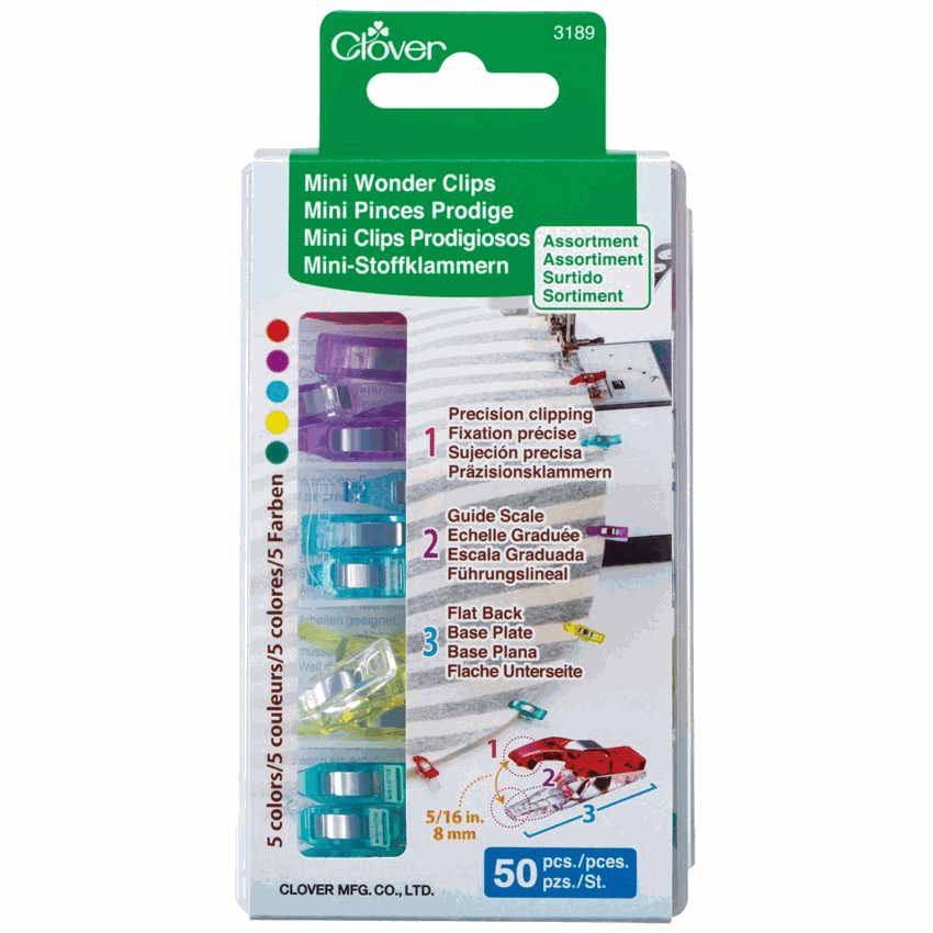 Mini Wonder Clips assorted colors pack of 50 for precision clipping in small sewing projects