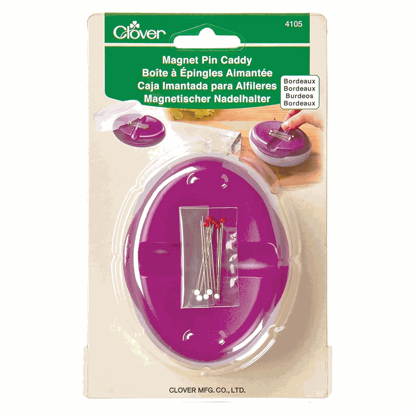 Magnet Pin Caddy with center groove and cover for safe storage and stacking, purple color.