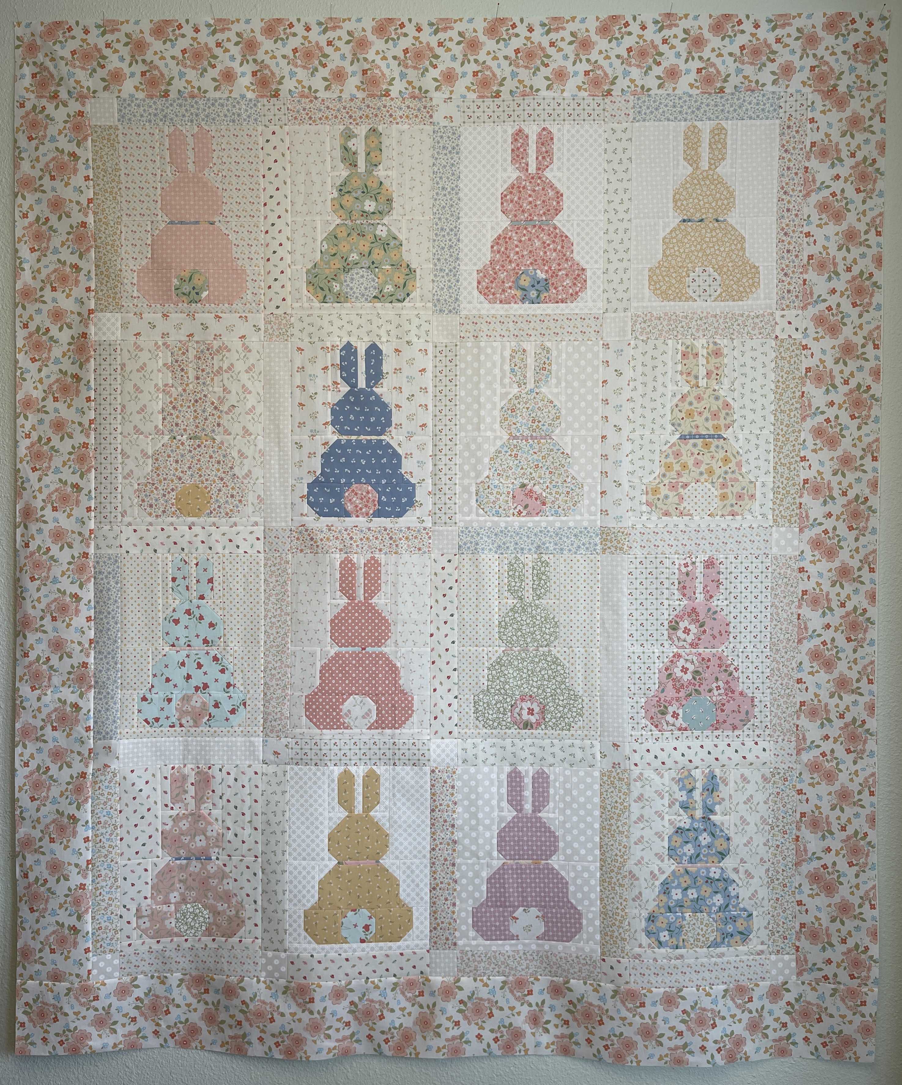 Country Bunnies Quilt Kit with sweet bunny prints and fabrics from Sandy Pennington and Heather Briggs