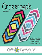 Crossroads Table Runner quilt made with Quilt As You Go method using 2-1/2 inch strips and background fabrics measuring 13-1/2 by 45-1/2 inches