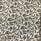 Sale Backing BB18 fabric with green leaf pattern on white background