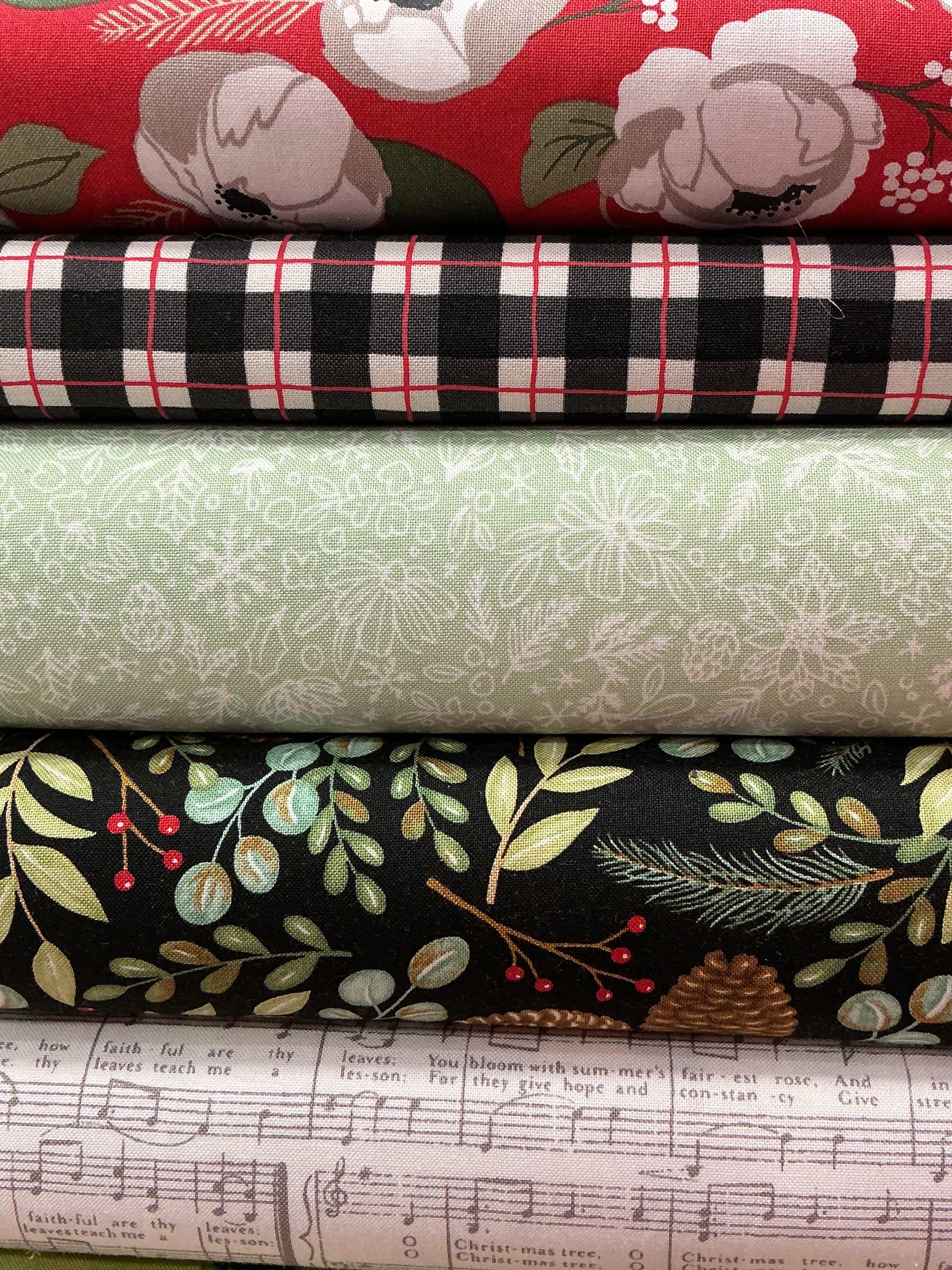 Christmas 5 Yard Bundle of coordinating fabric cuts