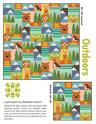 Outdoors Quilt Pattern sampler with patchwork blocks featuring nature and animals by Elizabeth Hartman
