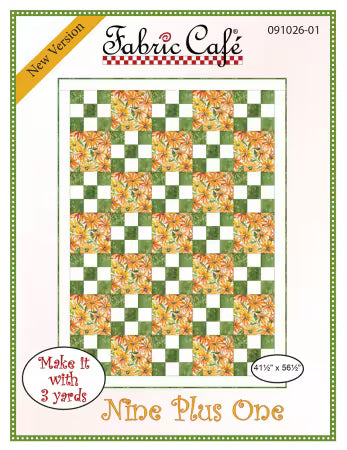 Nine Plus One Pattern quilt top measuring 41.5 by 58.5 inches by Fabric Cafe