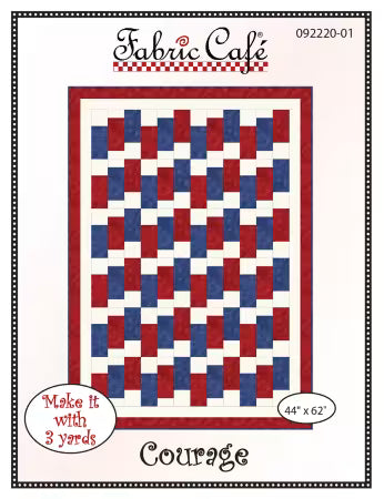 PATTERN Courage FC092220-01 quilt pattern by Fabric Cafe with red, white, and blue design measuring 44x62 inches