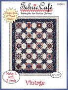 PATTERN Vintage FC92403 quilt pattern by Fabric Cafe, 43x52 inch vintage design with step-by-step assembly guide