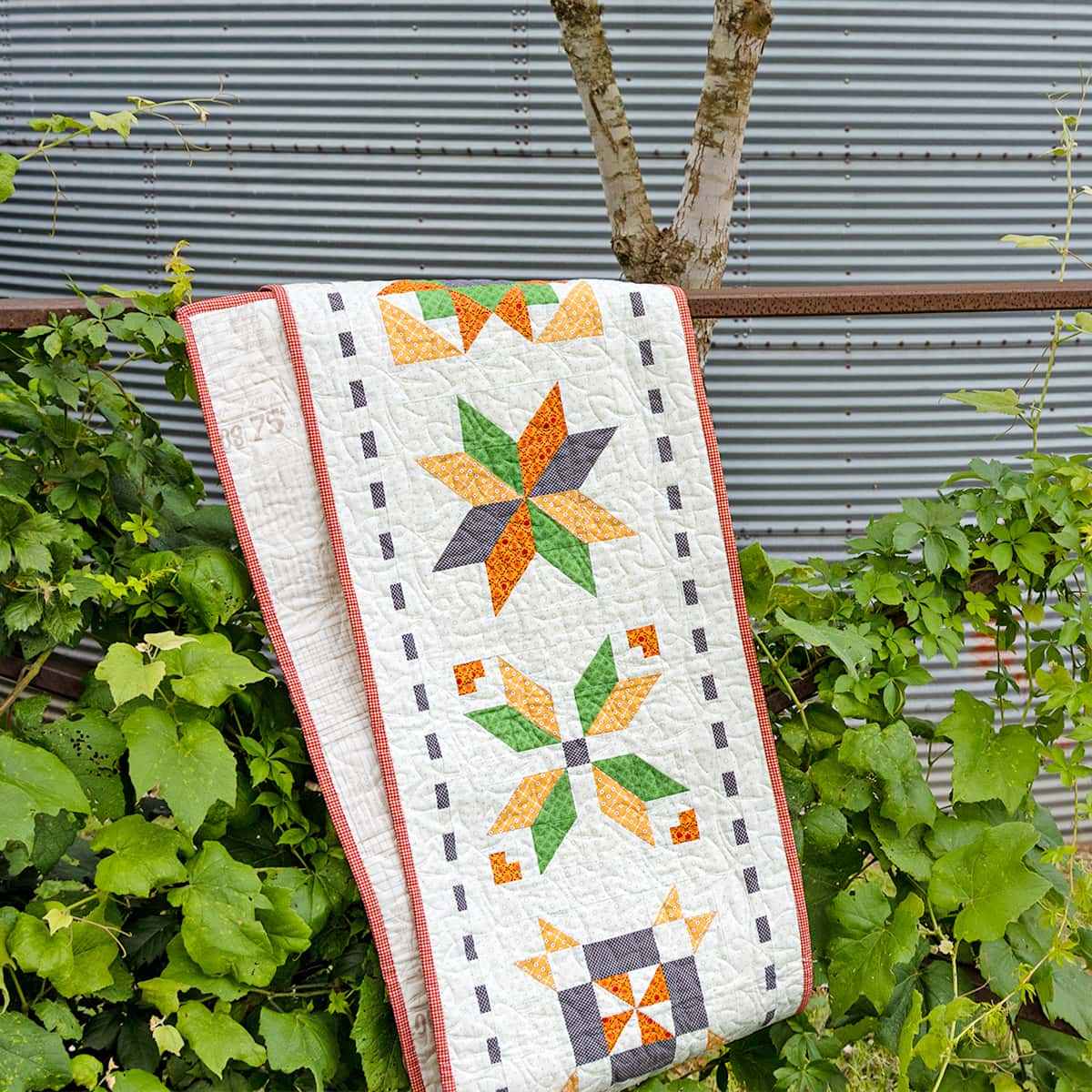Seasonal Stitchy Stars Fall table runner kit with fabric for 16.5 x 79.5 inch top and binding by It's Sew Emma