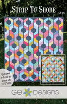 Strip to Shore quilt pattern with colorful hexagonal blocks in multiple sizes by GE Designs